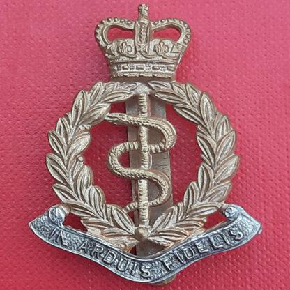 The Royal Army Medical Corps - Queen's Crown Bi Metal Cap Badge.