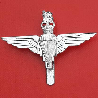 The Parachute Regiment -  Queen's Crown Silver Anodised Cap Badge.