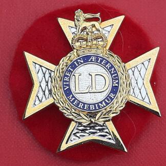 The Light Dragoons - Queen's Crown Officers Silver, Gilt & Enamel Cap Badge.