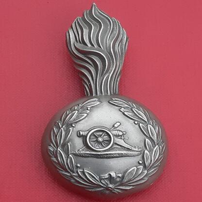 The Royal Artillery Volunteers - White Metal Busby Plume Holder Badge.