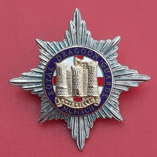 The Royal Dragoon Guards - Officer's Silver, Gilt & Enamel Cap Badge.
