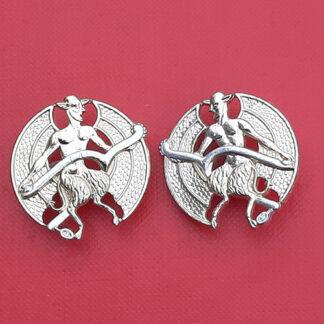 The Inns Of Court & City Yeomanry - Gold & Silver Anodised Collar Badges.