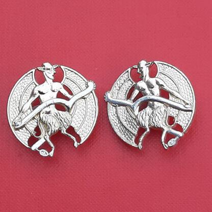 The Inns Of Court & City Yeomanry - Gold & Silver Anodised Collar Badges.