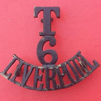 6th King's Liverpool Territorials - Blackened Brass Shoulder Title.
