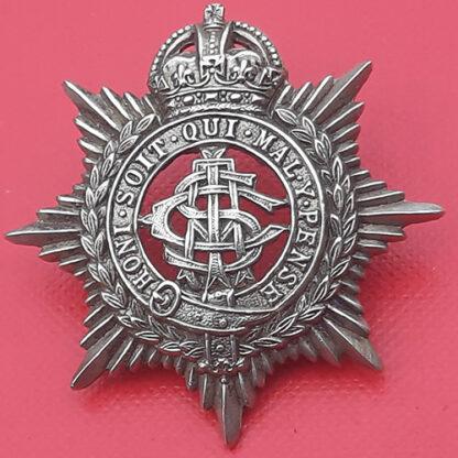(India) The Indian Army Service Corps - King's Crown White Metal Cap Badge.