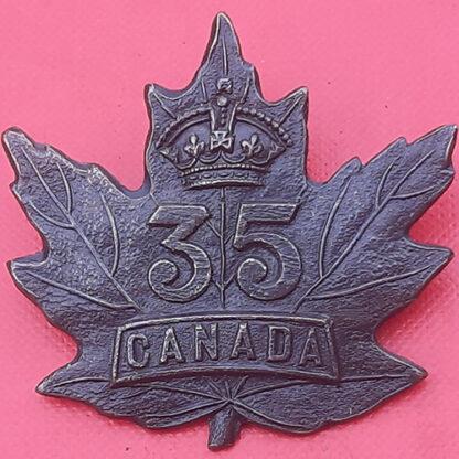 (Canada) 35th Infantry Battalion - King's Crown Bronzed Cap Badge.