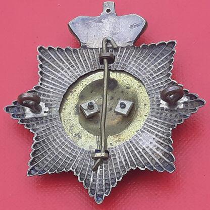 The East Surrey Regiment - Queen Victoria's Crown Silver, Gilt & Enamel Forage Cap Badge. - Image 2
