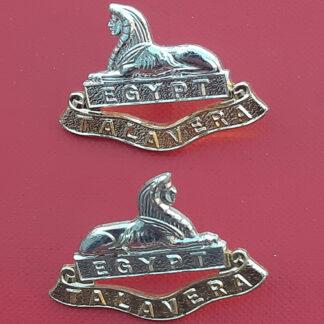 2nd Battalion The Royal Anglian Regiment - Gold & Silver Anodised Collar Badges.