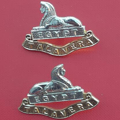 2nd Battalion The Royal Anglian Regiment - Gold & Silver Anodised Collar Badges.