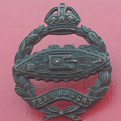 The Royal Tank Regiment - King's Crown Officer's Service Dress Bronze Collar Badge.