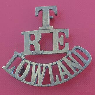 Royal Engineers Lowland Territorials - Gilding Metal Shoulder Title.