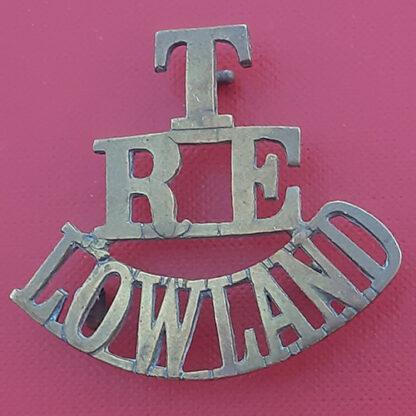 Royal Engineers Lowland Territorials - Gilding Metal Shoulder Title.