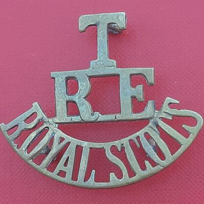 Royal Engineers Royal Scots Territorials - Gilding Metal Shoulder Title.