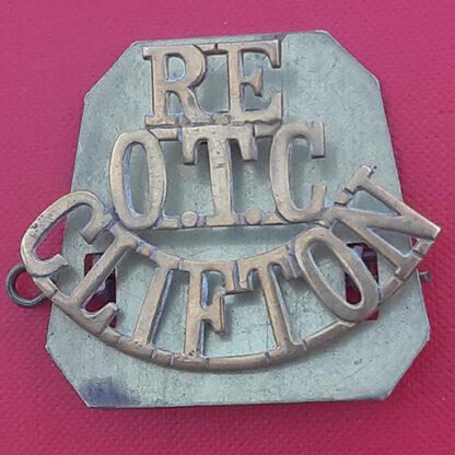 Royal Engineers O.T.C Clifton - Gilding Metal Shoulder Title.