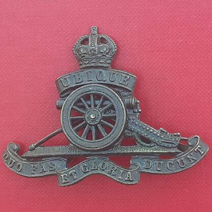The Royal Artillery - King's Crown Officer's Service Dress Bronze Cap Badge.