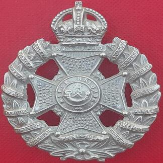 The Rifle Brigade - King's Crown White Metal Cap Badge.