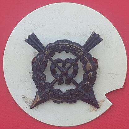 The Harrow Rifles - Blackened Brass Cap Badge.