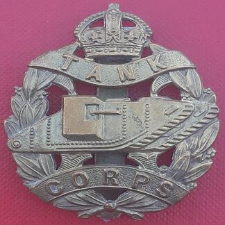 The Tank Corps - King's Crown Gilding Metal (Gaunt) Cap Badge.