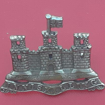 The Royal Inniskilling Fusiliers - Pipers White Metal Cap Badge.