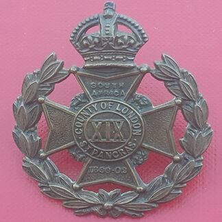 19th County Of London St. Pancras - King's Crown Gilding Metal Cap Badge.