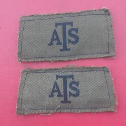 Auxiliary Territorial Service - Pair Of Cloth Slip On Shoulder Badges.