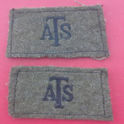Auxiliary Territorial Service - Pair Of Cloth Slip On Shoulder Badges.