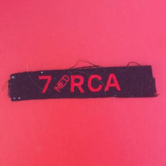 (Canada) 7th Medium Royal Canadian Artillery - Cloth Shoulder Title.