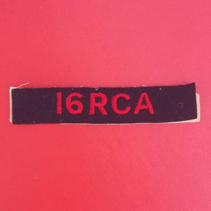 (Canada) 16th Royal Canadian Artillery - Cloth Shoulder Title.