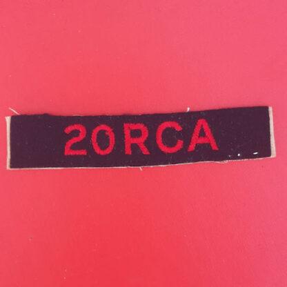 (Canada) 20th Royal Canadian Artillery - Cloth Shoulder Title.
