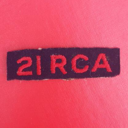(Canada) 21st Royal Canadian Artillery - Cloth Shoulder Title.
