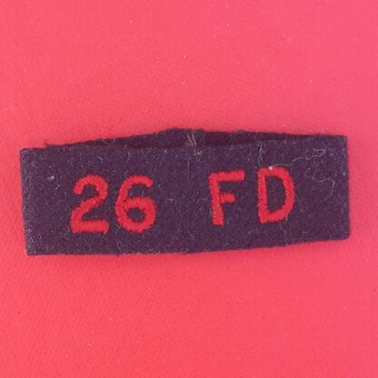 (Canada) 26th Royal Canadian Field Artillery - Slip on Cloth Shoulder Title.