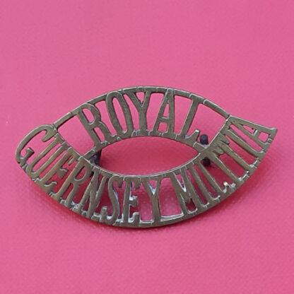 Royal Guernsey Militia - Officer's Gilding Metal Shoulder Title.