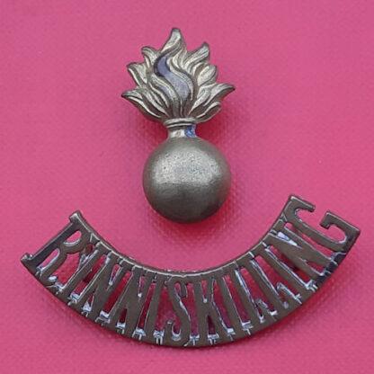 Royal Inniskilling Fusiliers - 2 Piece WW1 Gilding Metal Shoulder Title.