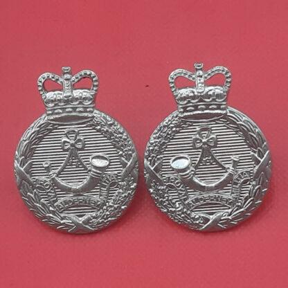 The Royal Alderney Militia - White Metal Collar Badges.