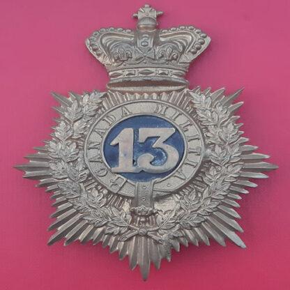 (Canadian Militia) The 13th Battalion Volunteer Militia Infantry - Queen Victoria's Crown Gilding Metal Helmet Plate.