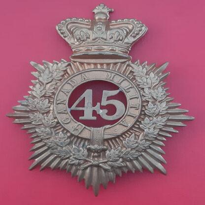 (Canada) The 45th West Durham Battalion Of Infantry - Queen Victoria's Crown Gilding Metal Helmet Plate.