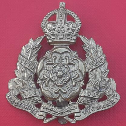 The Derbyshire Yeomanry - King's Crown Gilding Metal Cap Badge.