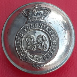 28th Notts Volunteer Rifles - Queen Victoria's Crown 25mm White Metal Button.