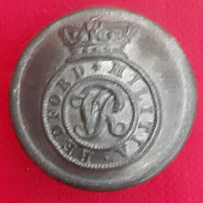 The Bedford Militia - Queen Victoria's Crown 25mm White Metal Button.