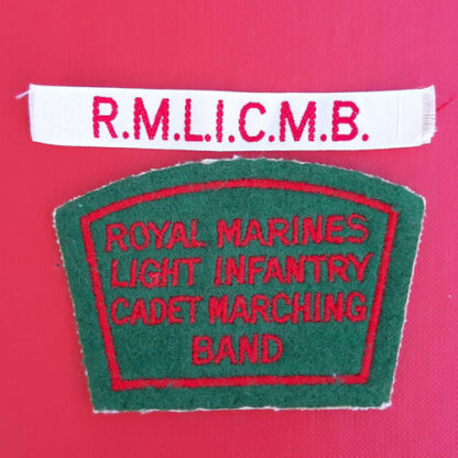 Royal Marine Light Infantry Cadet Marching Band - Woven Shoulder Title with Cash Tape.