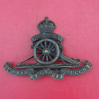 (Canada) Royal Canadian Artillery - King's Crown Officers Service Dress Bronzed Cap Badge.