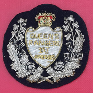 (Canada) The Queen's Rangers 1st American's - Queen's Crown Bullion Cap Badge.