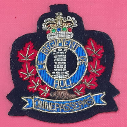 (Canada) Le Regiment De Hull - Queen's Crown Bullion Cap Badge.