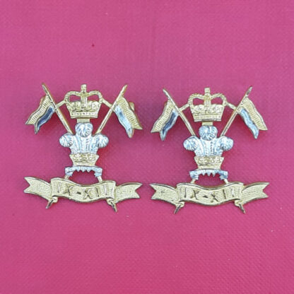 9th /12th Lancers - Officer's Silver & Gilt Collar Badges.