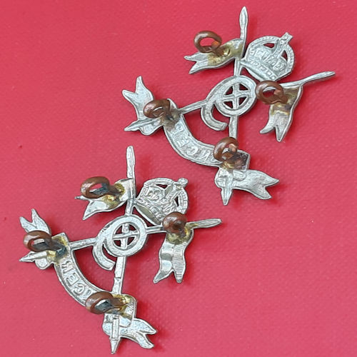 9th Lancers - King's Crown White Metal Collar Badges. - Image 2