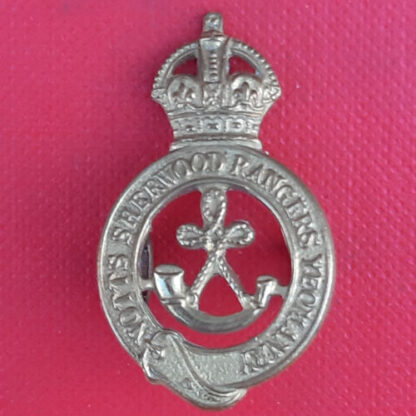 The Notts & Sherwood Rangers Yeomanry - King's Crown Gilding Metal Collar Badge.