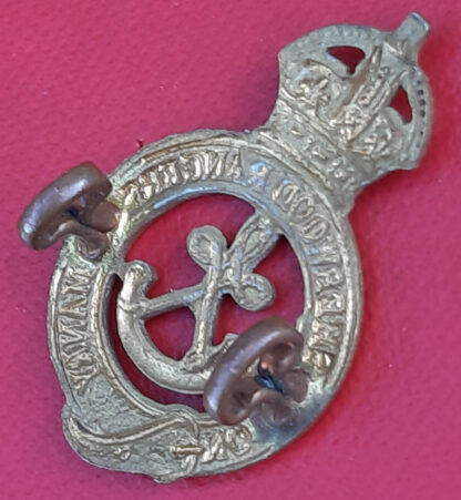 The Notts & Sherwood Rangers Yeomanry - King's Crown Gilding Metal Collar Badge. - Image 2