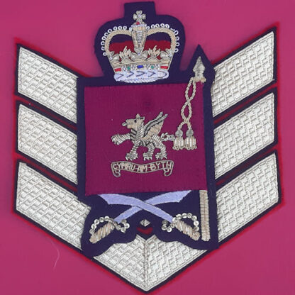 Welsh Guards - Queen's Crown Mess Dress Colour Sergeants  Bullion Arm Badge with Chevrons.