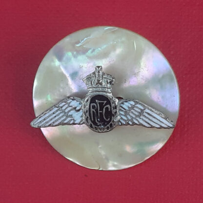 The Royal Flying Corps - King's Crown Mother Of Pearl Sweetheart Badge.