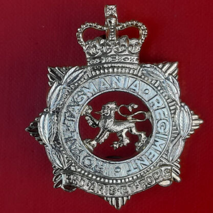 (Australia) - The Royal Tasmania Regiment Gold & Silver Anodised Cap Badge.